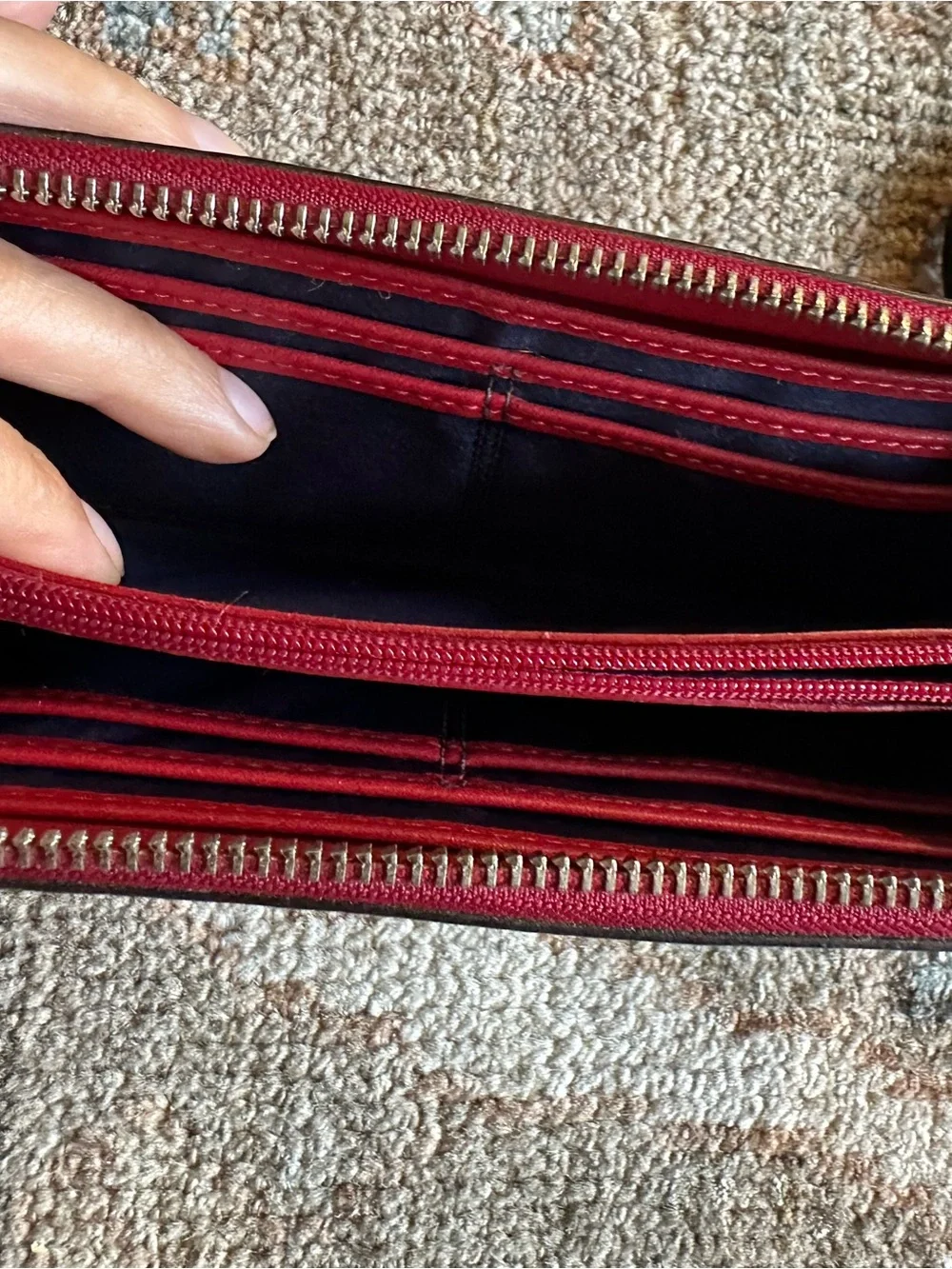 Red Floral Leather Wristlet Wallet - COACH